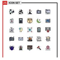 conjunto de 25 iconos de interfaz de usuario modernos signos de símbolos para elementos de diseño de vector editables de juego de cámara de banca de imagen básica