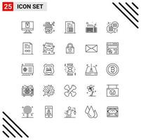 Line Pack of 25 Universal Symbols of fast biscuit document keyboard device Editable Vector Design Elements