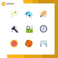 Group of 9 Flat Colors Signs and Symbols for time investment ice budget estimate light Editable Vector Design Elements