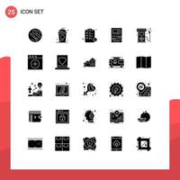 25 Thematic Vector Solid Glyphs and Editable Symbols of withdraw machine independece bank report Editable Vector Design Elements