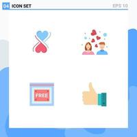 User Interface Pack of 4 Basic Flat Icons of heart tecnology couple heart love like Editable Vector Design Elements