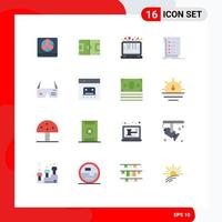 Pack of 16 Modern Flat Colors Signs and Symbols for Web Print Media such as to do list soccer checklist laptop Editable Pack of Creative Vector Design Elements