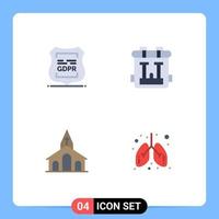 Universal Icon Symbols Group of 4 Modern Flat Icons of data privacy church privacy bag christian Editable Vector Design Elements