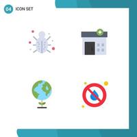 4 Flat Icon concept for Websites Mobile and Apps bug ecology protection hospital drop Editable Vector Design Elements