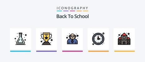 Back To School Line Filled 5 Icon Pack Including education. study. back to school. school. learn. Creative Icons Design vector