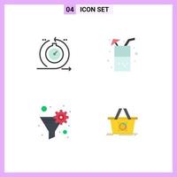 Set of 4 Vector Flat Icons on Grid for agile data filter fast drink funnel Editable Vector Design Elements