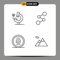 4 iconos creativos signos y símbolos modernos de educación energía spreadcoin moneda criptográfica camping elementos de diseño vectorial editables vector