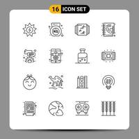 User Interface Pack of 16 Basic Outlines of app comment library bubble phone Editable Vector Design Elements