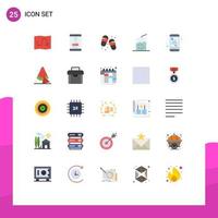 Group of 25 Flat Colors Signs and Symbols for report forecast beach soda cocktail Editable Vector Design Elements