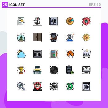 25 Universal Filled line Flat Color Signs Symbols of future computing date computer wedding Editable Vector Design Elements