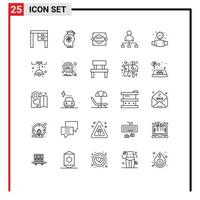 Set of 25 Modern UI Icons Symbols Signs for share cinema knowledge user bread roller Editable Vector Design Elements