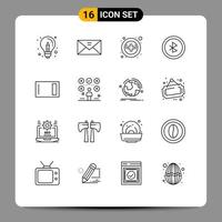 Set of 16 Modern UI Icons Symbols Signs for board user interface message ui pharmacy Editable Vector Design Elements