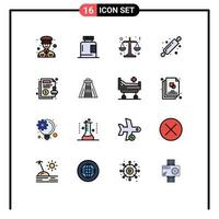 16 iconos creativos signos y símbolos modernos de acuerdo de garantía justicia pan rodillo hornear elementos de diseño de vectores creativos editables