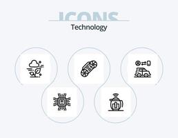 paquete de iconos de línea de tecnología 5 diseño de iconos. . tecnología. planta. gerente. edificio vector
