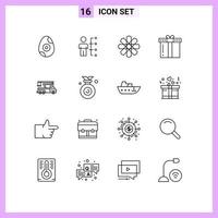 Pack of 16 creative Outlines of thanksgiving holiday people gift geography Editable Vector Design Elements