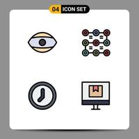 Universal Icon Symbols Group of 4 Modern Filledline Flat Colors of eye interface vision protection user Editable Vector Design Elements