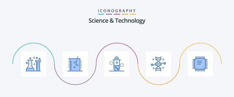 Science And Technology Blue 5 Icon Pack Including cpu. chip. science. genetic research. genetic engineering vector
