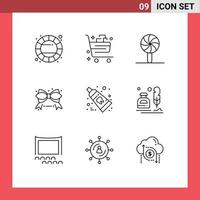9 Thematic Vector Outlines and Editable Symbols of dental ribbon gift friday lollipop Editable Vector Design Elements