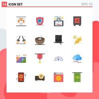 Set of 16 Modern UI Icons Symbols Signs for coconut cleaning data management clean user Editable Pack of Creative Vector Design Elements