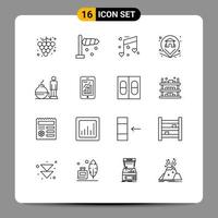 Outline Pack of 16 Universal Symbols of problem debt heart business property Editable Vector Design Elements