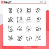 16 User Interface Outline Pack of modern Signs and Symbols of partnership agreement web control spring floral Editable Vector Design Elements