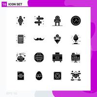 Pictogram Set of 16 Simple Solid Glyphs of calculator clock way time suit Editable Vector Design Elements