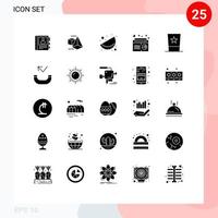 Group of 25 Modern Solid Glyphs Set for hat clothing matrhri songs fm Editable Vector Design Elements