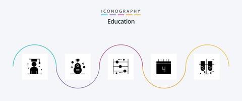 paquete de iconos de educación glifo 5 que incluye horario. calendario. instrumento. aprendizaje. calculadora vector