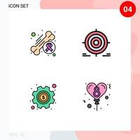 Universal Icon Symbols Group of 4 Modern Filledline Flat Colors of awareness objective day goal money Editable Vector Design Elements