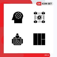 Group of Solid Glyphs Signs and Symbols for head man blockchain pp technology Editable Vector Design Elements