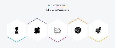 Modern Business 25 Glyph icon pack including trends. diagram. collaboration. chart. analytics vector