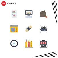 Set of 9 Modern UI Icons Symbols Signs for music tool add designer web Editable Vector Design Elements