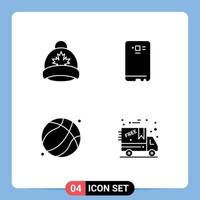 Stock Vector Icon Pack of 4 Line Signs and Symbols for hat basket ball canada mobile father Editable Vector Design Elements