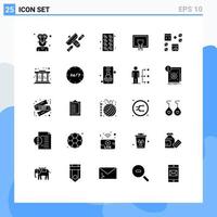 Universal Icon Symbols Group of 25 Modern Solid Glyphs of design basketball transmitter basket medicine Editable Vector Design Elements