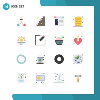 Group of 16 Modern Flat Colors Set for server data stage cloud page Editable Pack of Creative Vector Design Elements