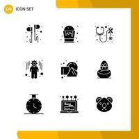 Pictogram Set of 9 Simple Solid Glyphs of geometrical setting arts management care Editable Vector Design Elements