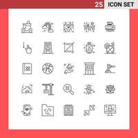Set of 25 Vector Lines on Grid for holiday celebration cloud flag underwear Editable Vector Design Elements