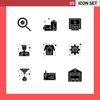 Editable Vector Line Pack of 9 Simple Solid Glyphs of printing repairman drawer locksmith storage Editable Vector Design Elements