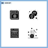 Stock Vector Icon Pack of 4 Line Signs and Symbols for help remote team setting messages web team Editable Vector Design Elements