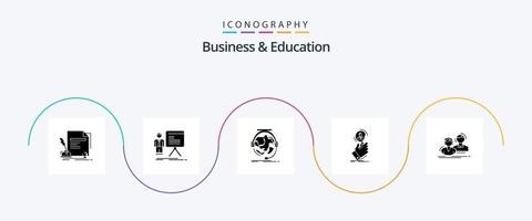 Business And Education Glyph 5 Icon Pack Including find. recruitment. graph. support. online vector