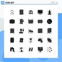 25 Universal Solid Glyphs Set for Web and Mobile Applications candlelight pc bank imac monitor Editable Vector Design Elements