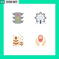 conjunto moderno de 4 iconos y símbolos planos, como el equipo de navegación de configuración ligera, soplar elementos de diseño vectorial editables vector