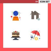 Universal Icon Symbols Group of 4 Modern Flat Icons of digital cake network house pancake Editable Vector Design Elements