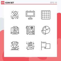 9 Creative Icons Modern Signs and Symbols of programming development waffle develop digital Editable Vector Design Elements