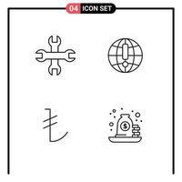 Pictogram Set of 4 Simple Filledline Flat Colors of options try globe world mortgage Editable Vector Design Elements