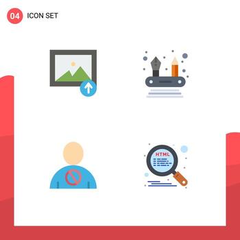 4 Universal Flat Icon Signs Symbols of image denied abilities avatar html Editable Vector Design Elements