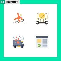 Stock Vector Icon Pack of 4 Line Signs and Symbols for business hacking failure engineering love Editable Vector Design Elements