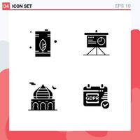 Stock Vector Icon Pack of 4 Line Signs and Symbols for can mosque oil analytics islam Editable Vector Design Elements