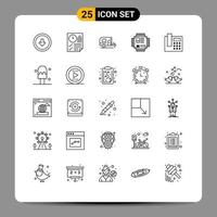 Set of 25 Modern UI Icons Symbols Signs for technology microchip report cpu spring Editable Vector Design Elements