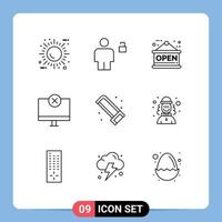 Stock Vector Icon Pack of 9 Line Signs and Symbols for monitor gadget padlock devices shop Editable Vector Design Elements